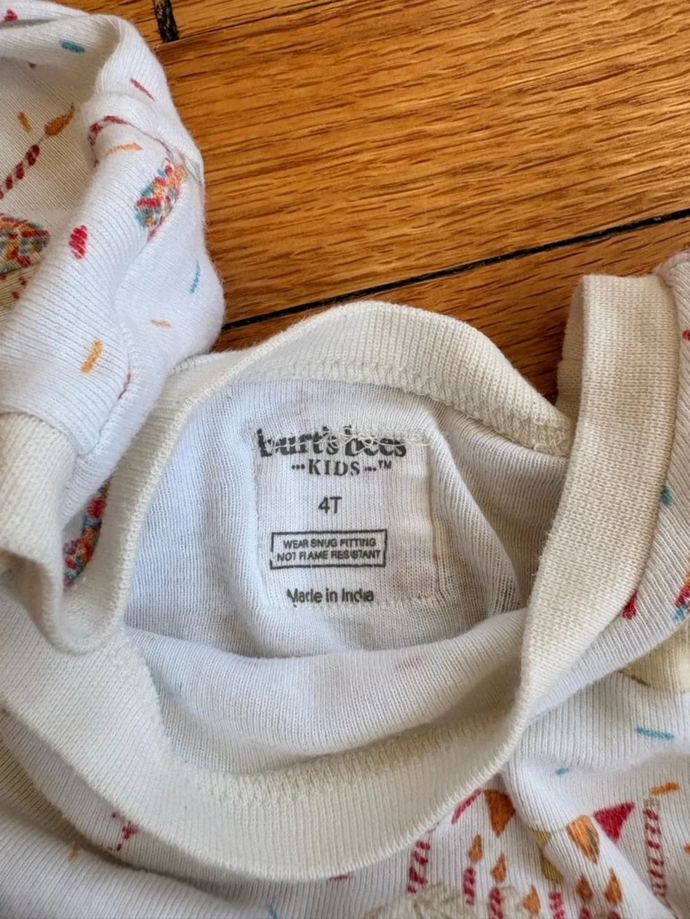 Burt’s Bees Kids Cream Birthday Cake Pajama Set with Pink and Gold Cake Print